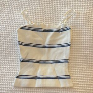Blue and white striped top
